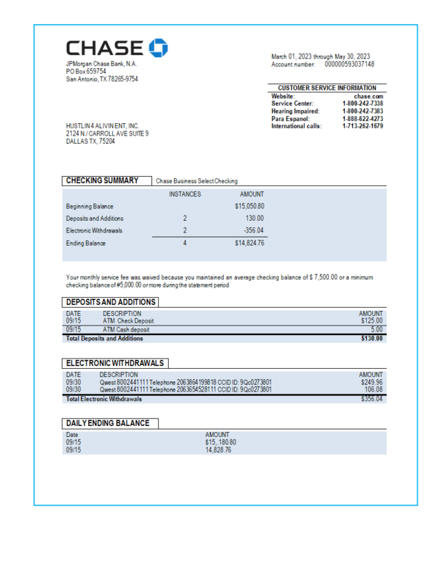  East West Bank firm account statement 